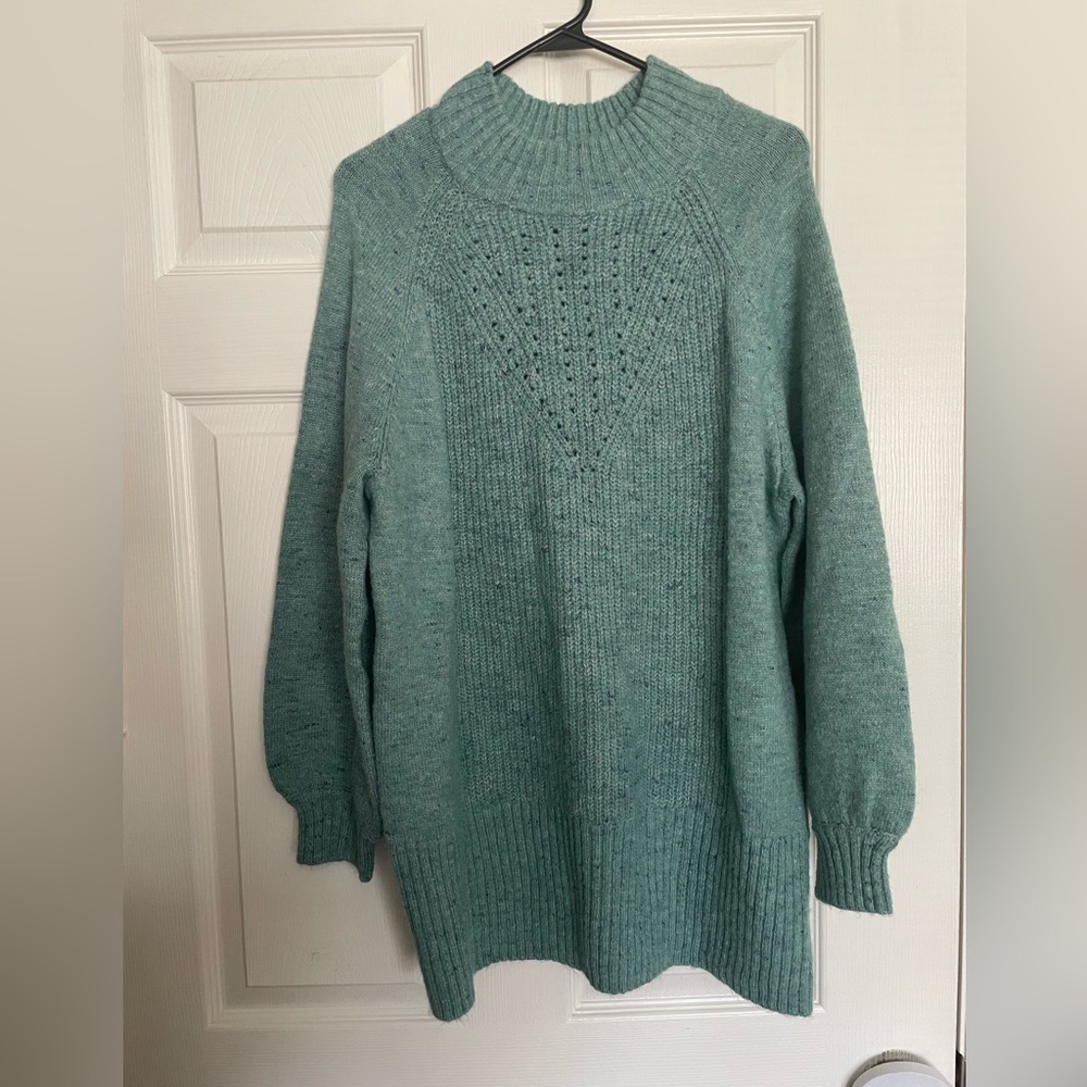 LC Lauren Conrad Wool Mix Women's Green & Blue Speckled Knit Sweater size Large